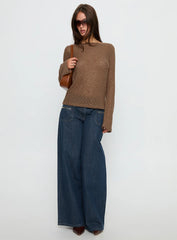 Tuppence Textured Long Sleeve Top Brown