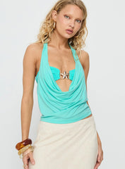 Money Talks Star Detail Top Aqua