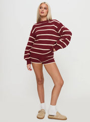 Read Your Mind Knit Short Maroon Stripe