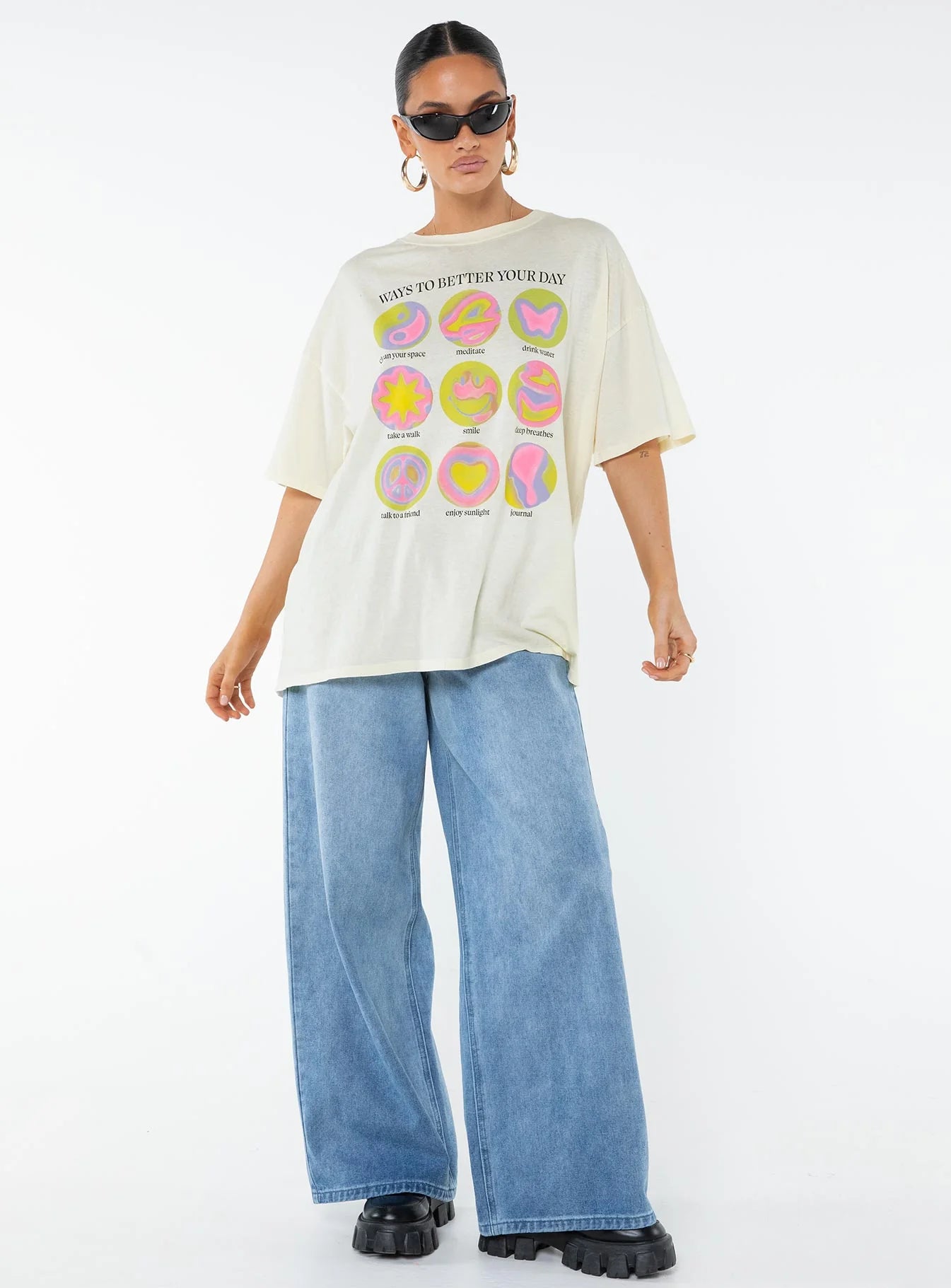 Ways To Better Your Day Oversized Tee Cream