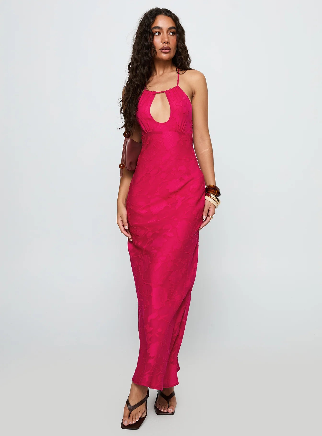 Magnetic Halter Maxi Dress Hot Pink