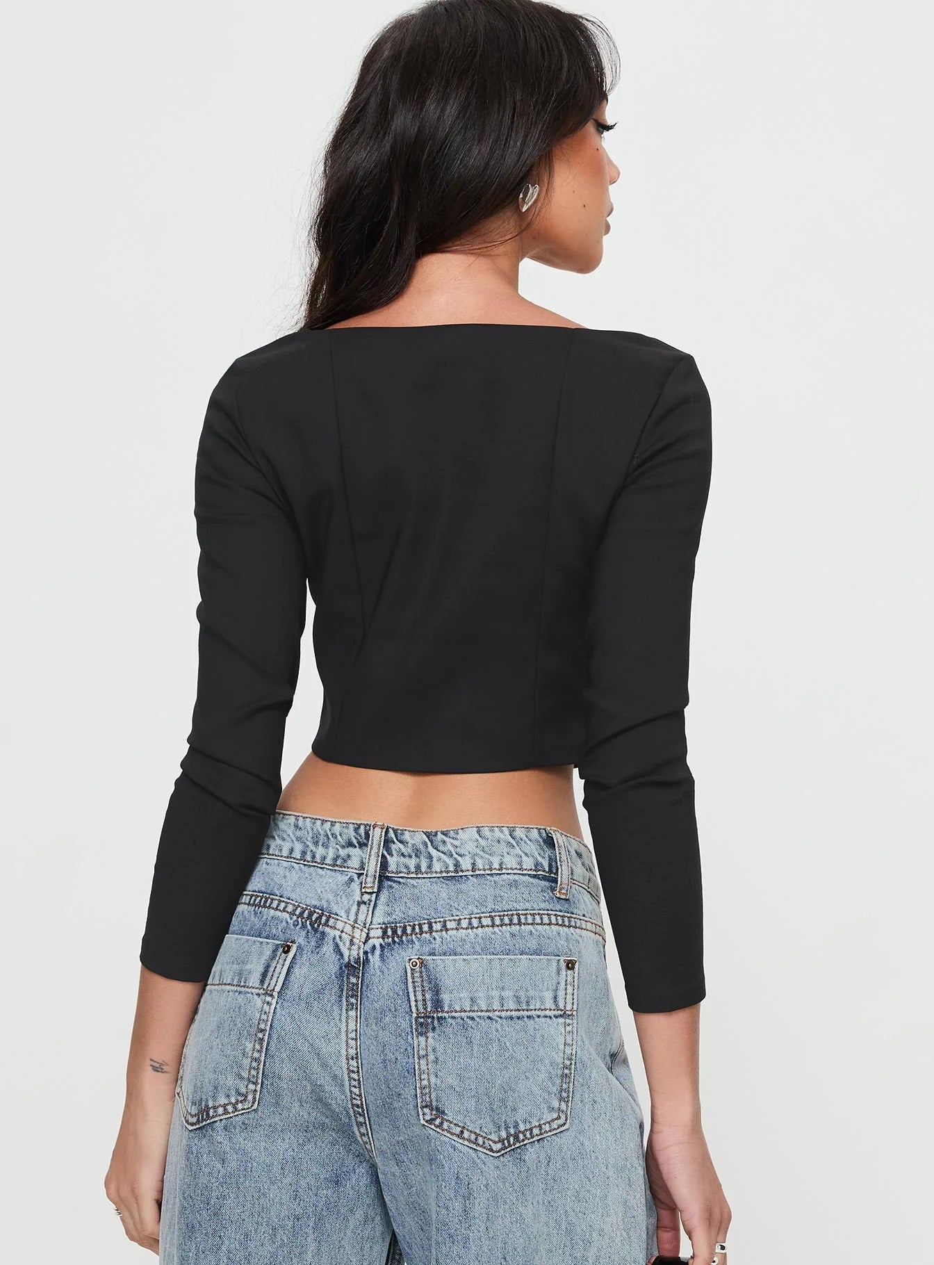Time Is Up Long Sleeve Top Black