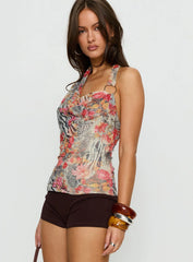 Analyssa Cowl Neck Top Leopard Floral