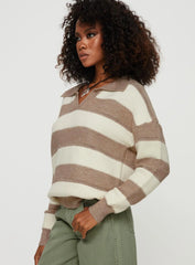 Atkinson Stripe Sweater Cream / Brown