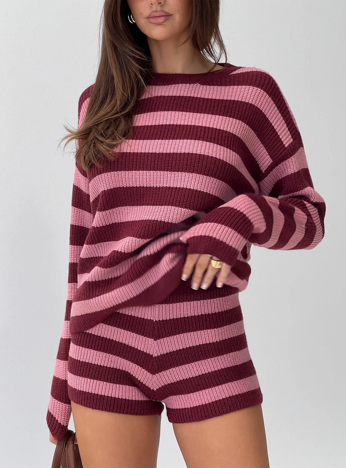 Whole New World Knit Set Pink Stripe
