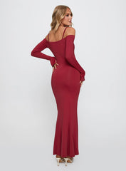 Lucillea Long Sleeve Maxi Dress Red