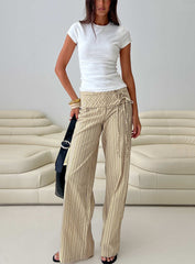 Seneca Wrap Pant Beige Stripe