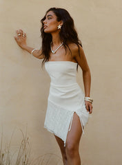 Open Arms Lace Mini Dress White