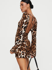 Harmony Long Sleeve Mini Dress Leopard