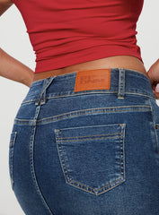 Faya Low Rise Denim Mini Skirt Dark Blue