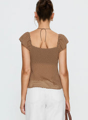 Jazz Club Top Brown Polka