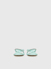 Little Italy Diamante Detail Thong Heels Aqua