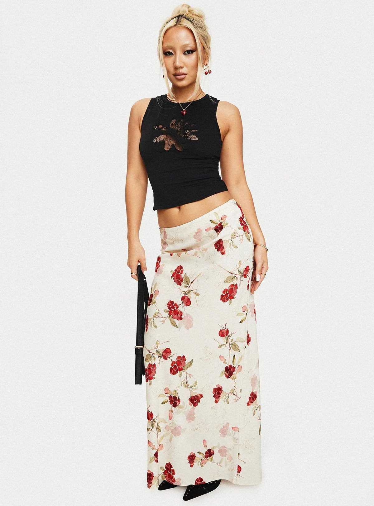 Jodie Maxi Skirt Cream Floral