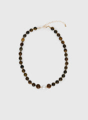 In Your Life Beaded Necklace Brown Pearl