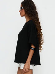 Kourta Off Shoulder Oversized Knit Top Black