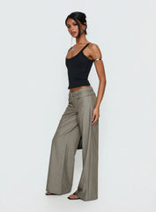 Jette Tailored Buckle Pant Taupe Pinstripe