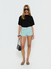 Viridian Belted Micro Shorts Blue