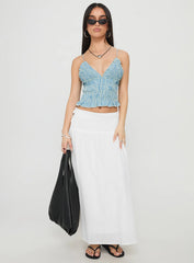 Marilou Shirred Top Blue Stripe