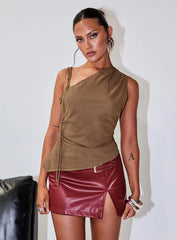 De Tigre Belted Mini Skirt Red