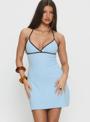 Baseline Halter Rib Mini Dress Blue Brown