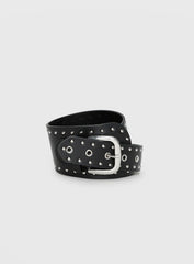 Main Thing Faux Leather Studded Belt Black Silver