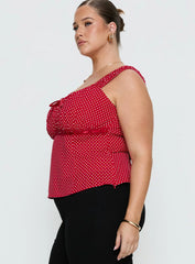 Garconne Top Red Polka Curve