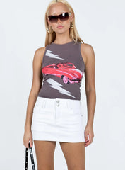 Faya Low Rise Denim Mini Skirt White