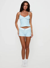 Lullabies Pointelle Sleep Shorts Blue