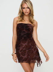 Donelli Mini Dress Brown Paisley