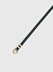 Antilles Faux Leather Micro Belt Black Gold