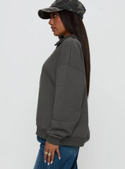 Back Around Collared Fleece Jumper Slate