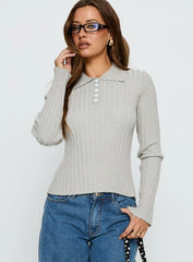 Wakely Collared Long Sleeve Top Grey