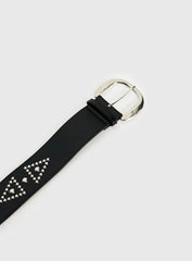 Jordynne Studded Faux Leather Belt Black Silver