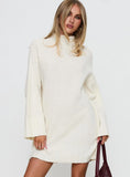 Tarin Long Sleeve Knit Mini Dress Cream