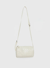 Corlee Woven Faux Leather Cylinder Bag Cream