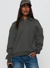 Back Around Collared Fleece Jumper Slate