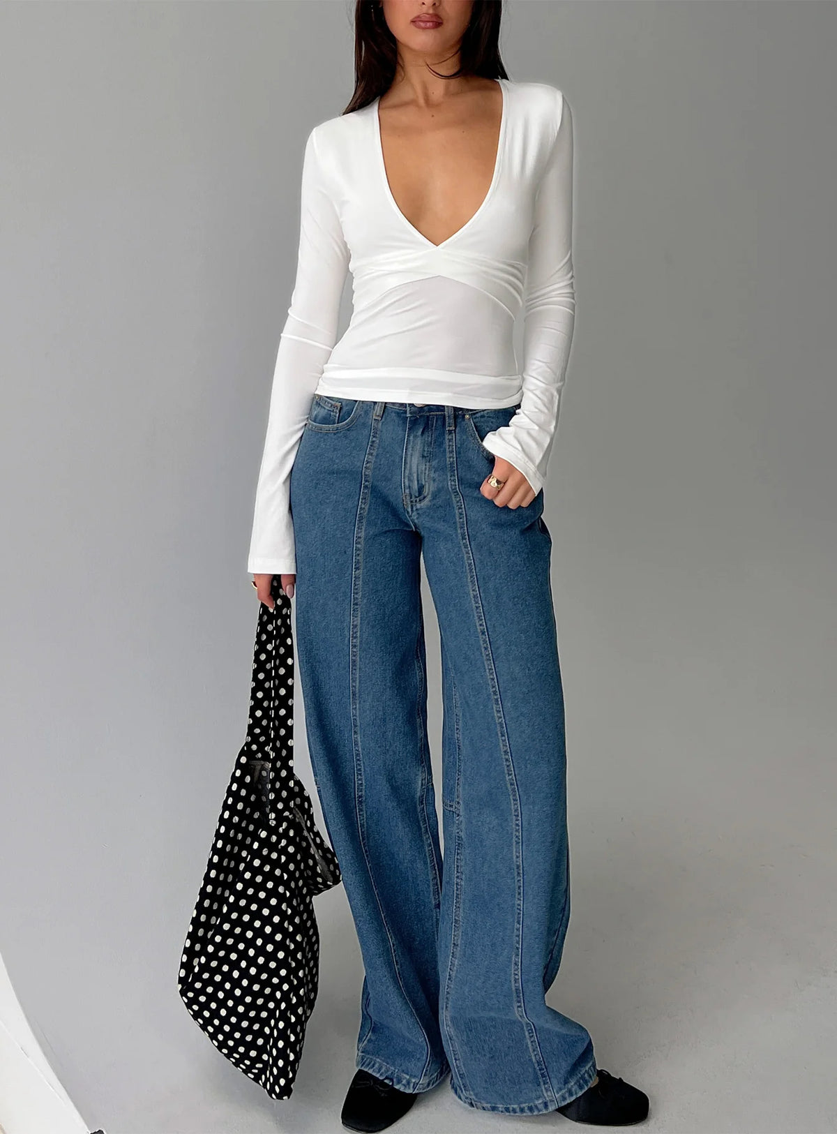 Lando Low Rise Straight Leg Jeans Mid Blue Wash