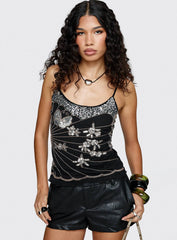 Devondra Sequin Detail Cami Top Black
