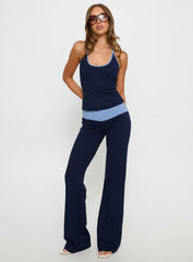 Kobee Jersey Halter Top Navy Light Blue