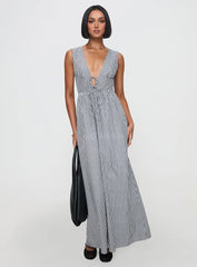 Pokey Maxi Dress Black White Stripe