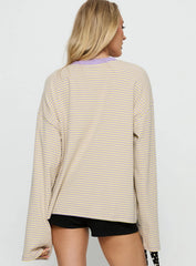 Settle Down Long Sleeve Top Lilac Lemon Stripe