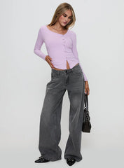 Sadira Long Sleeve Button Up Top Lilac