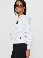Harvard Raglan Zip Up White Red