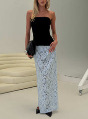Carman Lace Midi Skirt Blue