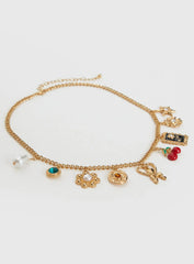 Cherry Dreams Charm Necklace Gold