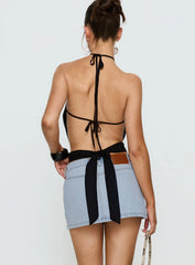 Emira Backless Tie Neck Top Black