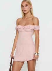 Anabeila Strapless Frill Mini Dress Light Pink