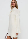 Tarin Long Sleeve Knit Mini Dress Cream