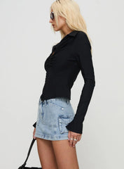 Pacific Coast Denim Cargo Skirt Light Wash