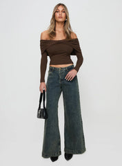 Ziggie Low Rise Baggy Jeans Antique Wash